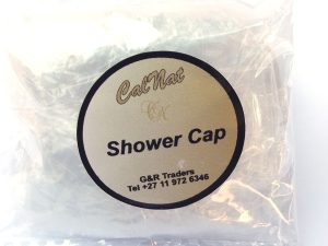 Shower Caps in flow wrap with branded label